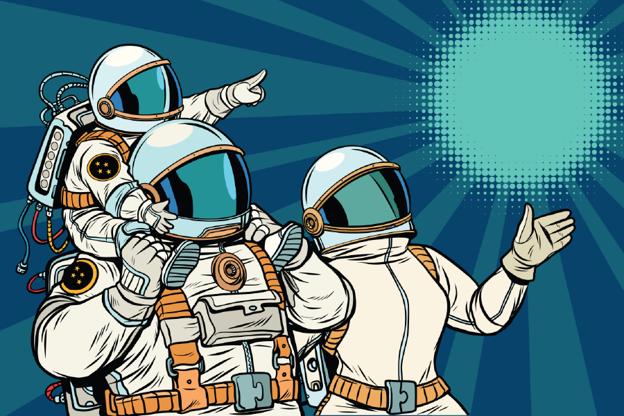 Astronaut Family Illustration Print 100% Australian Made