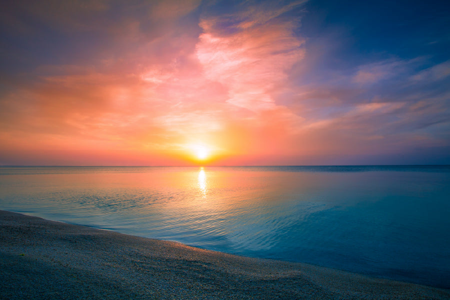 Sunrise Over Dark Sea Scenery Photograph Home Decor Premium Quality Poster Print Choose Your Sizes