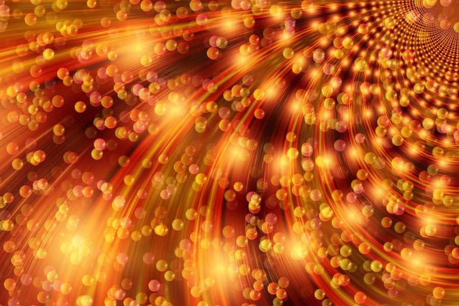 Gold Orange Lines & Circles Digital Abstract Design Print 100% Australian Made
