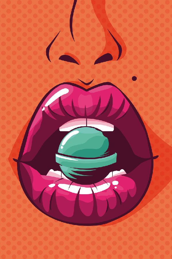 Girl Biting a Lollipop Illustration Print 100% Australian Made