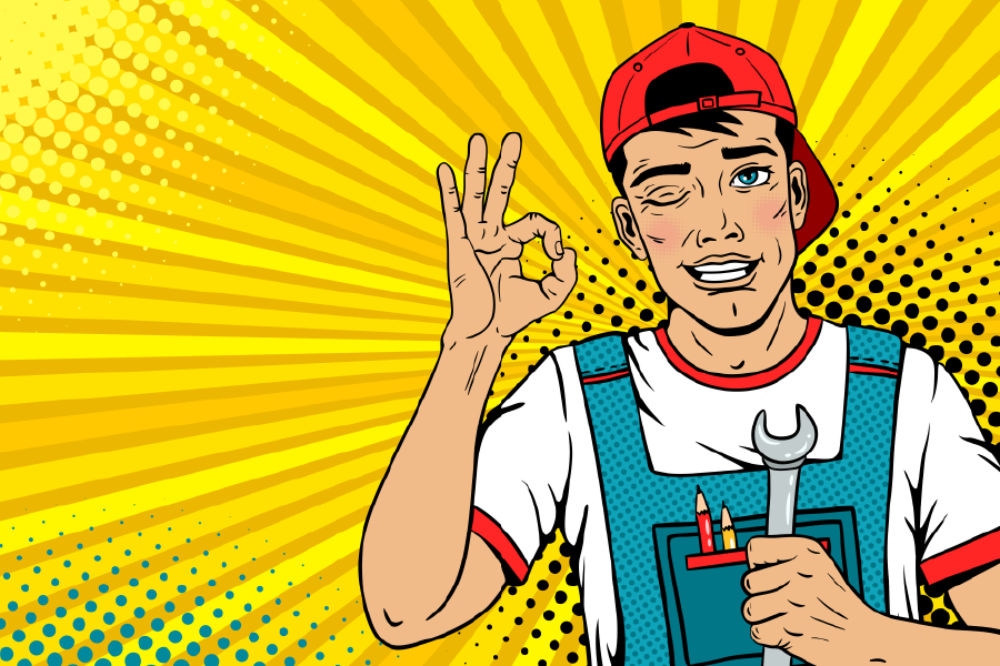 Boy Holds a Wrench Illustration Print 100% Australian Made