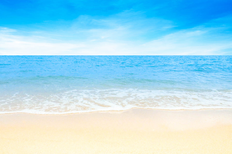 Bella Home Sandy Beach & Blue Cloudy Sky Print Canvas Ready to hang