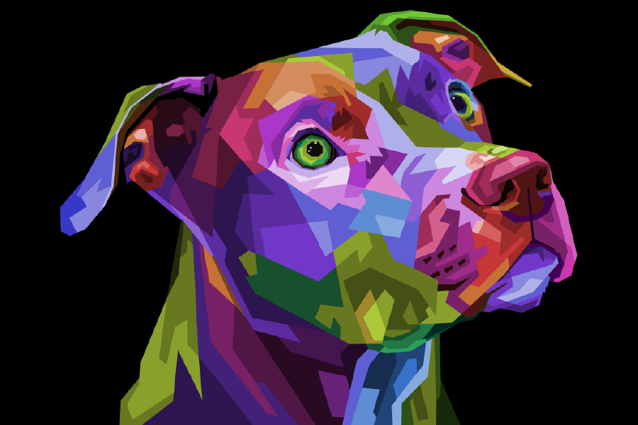 Colorful Dog Portrait Abstract Design Print 100% Australian Made