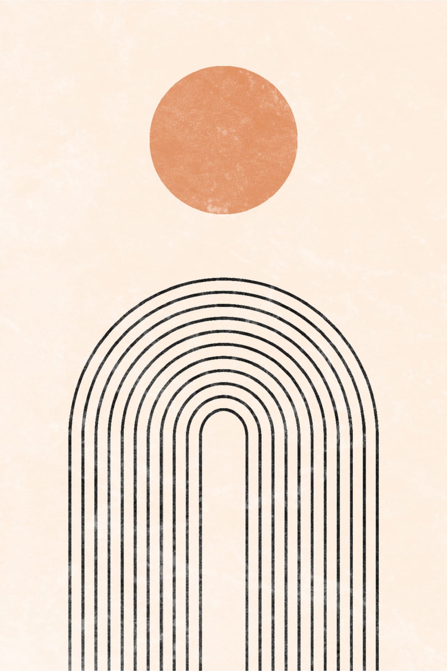 Orange Circle & Black Lines Design Print 100% Australian Made