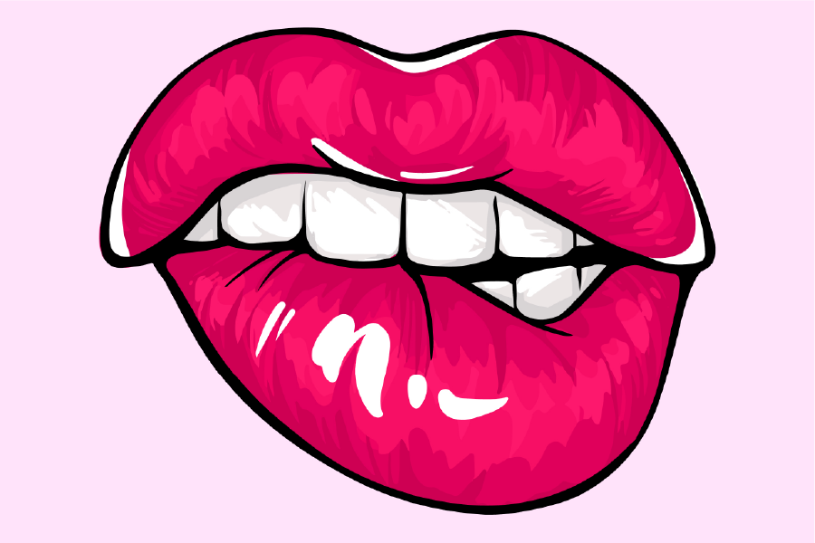 Biting Lips Colorful Illustration Print 100% Australian Made