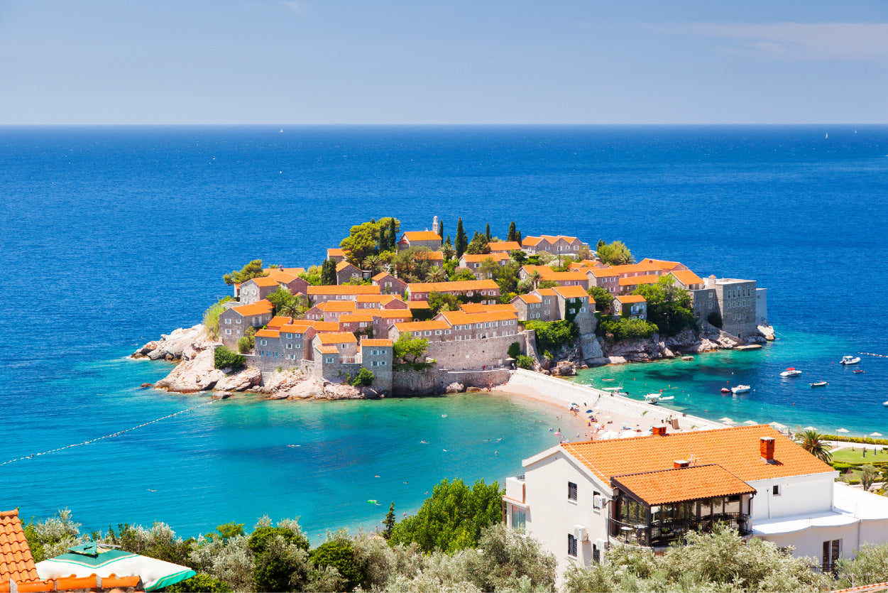 Bella Home Small Island & Resort in Montenegro Print Canvas Ready to hang