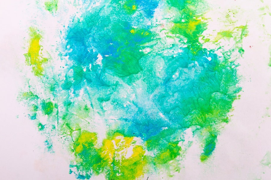 Blue Green & Yellow Abstract Design Print 100% Australian Made