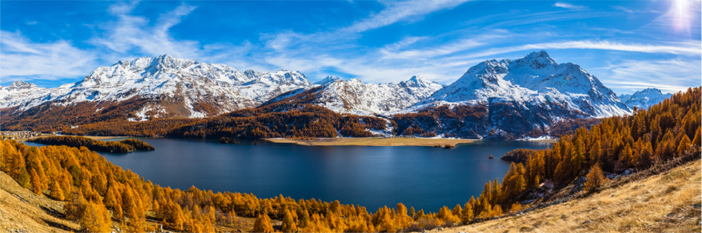 Panoramic Canvas Snow Mountains Lake View Photograph High Quality 100% Australian Made Wall Canvas Print Ready to Hang