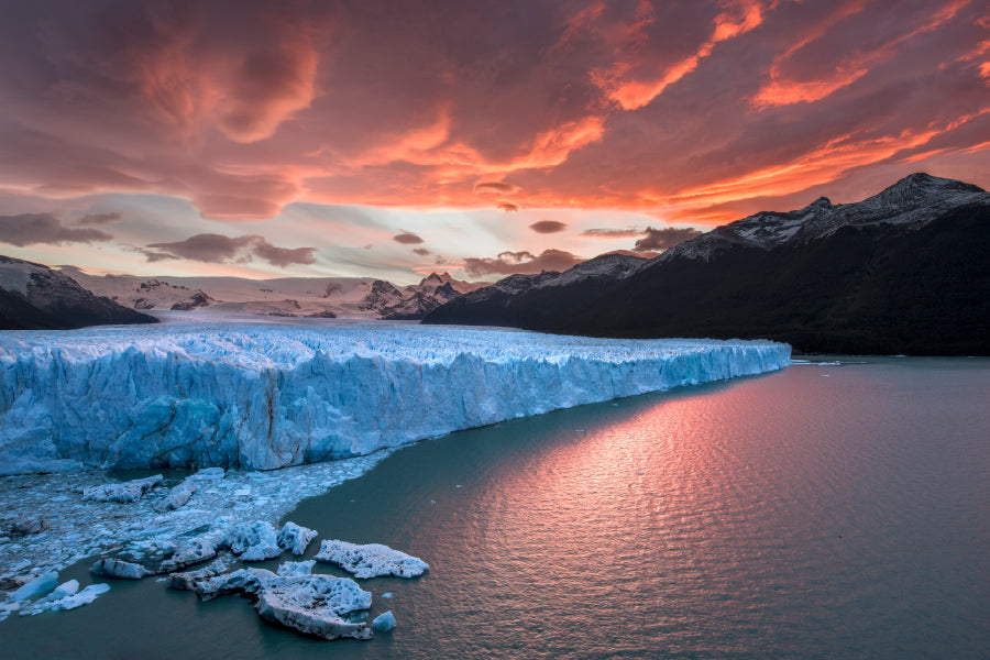 Sunset at Perito Moreno Glacier Photograph Home Decor Premium Quality Poster Print Choose Your Sizes