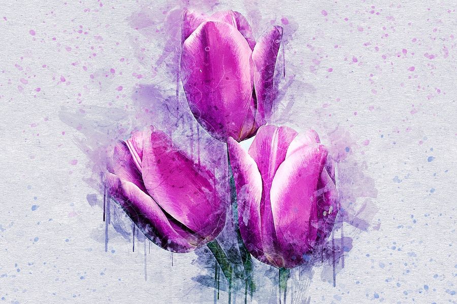 Purplem Tulip Flower Abstract Design Print 100% Australian Made