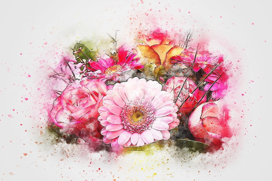 Flowers Bouquet Abstract Design Print 100% Australian Made