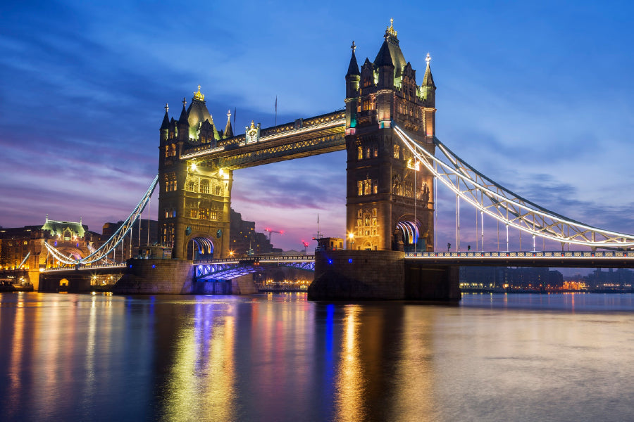 Tower Bridge Night View London Uk Print 100% Australian Made