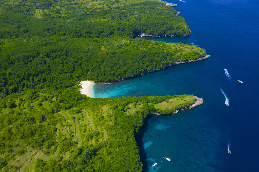 Green Curvy Coast Ocean Aerial View Photograph Print 100% Australian Made