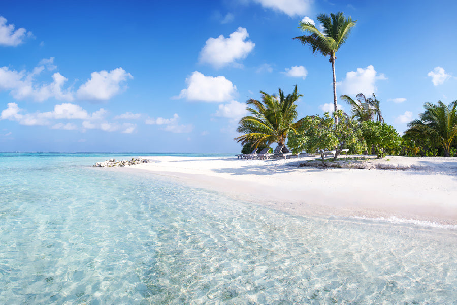 Blue Sky with Maldives Beach View Photograph Home Decor Premium Quality Poster Print Choose Your Sizes