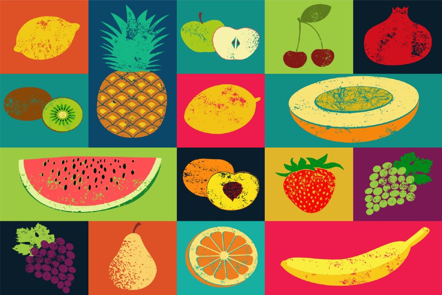 Colorful Fruits Illustration Print 100% Australian Made