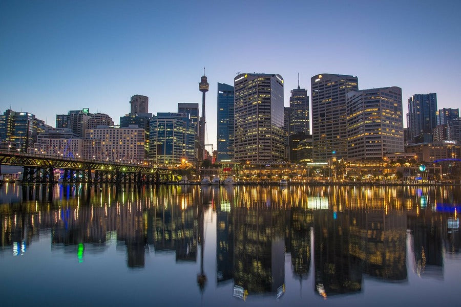 Darling Harbour Sydney Austarlia Night View Photograph Print 100% Australian Made