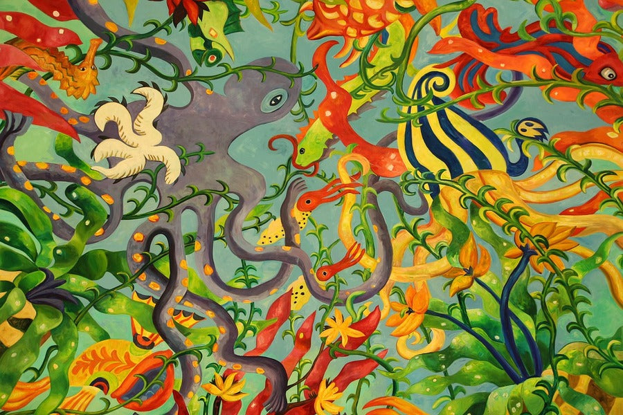 Animals & Flowers Art Abstract Design Print 100% Australian Made