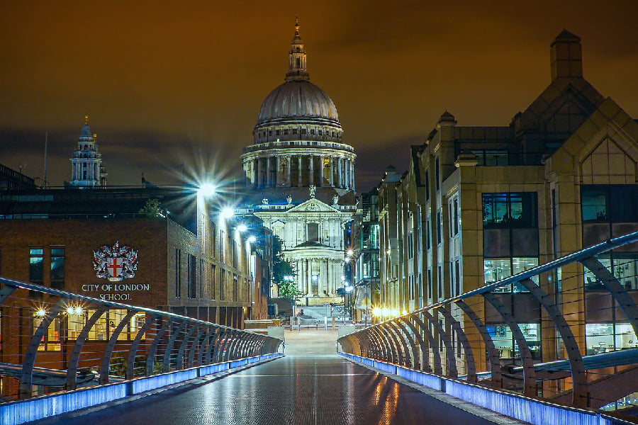 St. Paul's Cathedral Night View Photograph, London UK Print 100% Australian Made