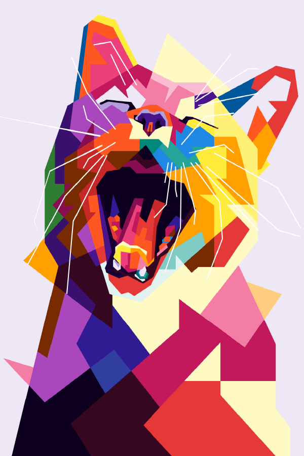Colorful Cat Abstract Design Print 100% Australian Made
