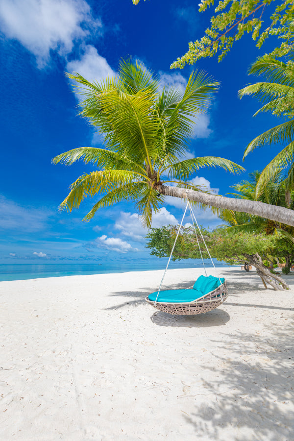 Beach Swing on Sandy Sea Scenery View Print 100% Australian Made