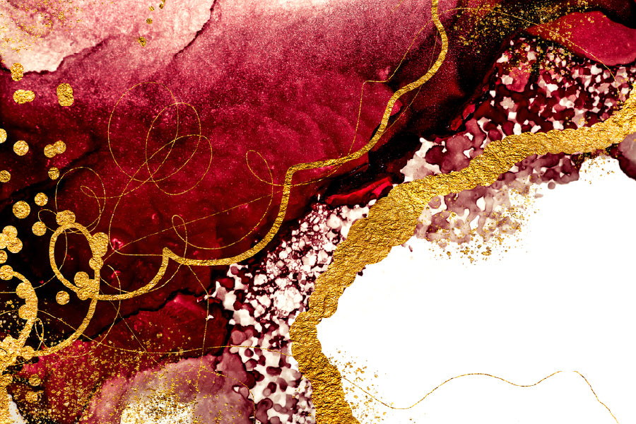 Red & Gold Paper Texture Abstract Design Print 100% Australian Made