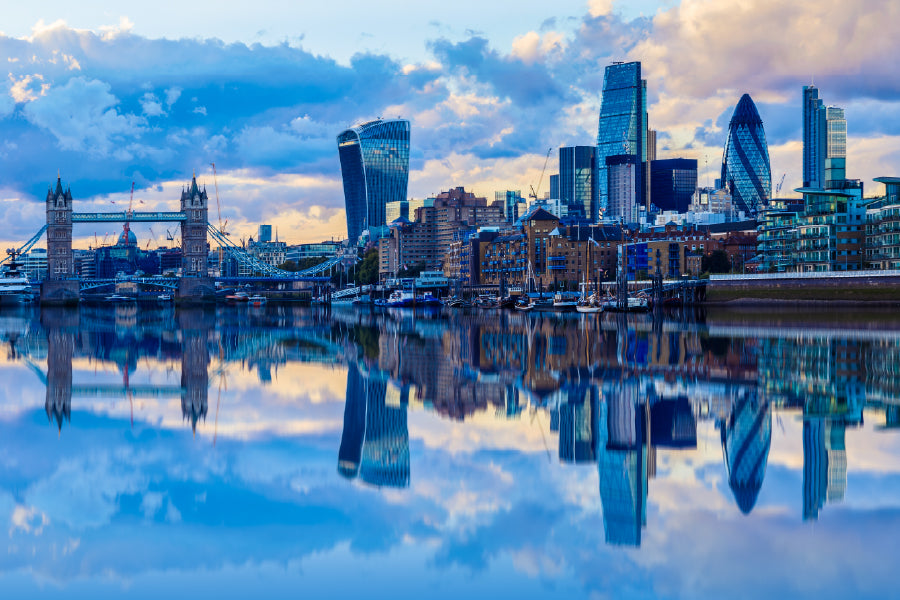 London City River Thames Sunset Photograph Home Decor Premium Quality Poster Print Choose Your Sizes