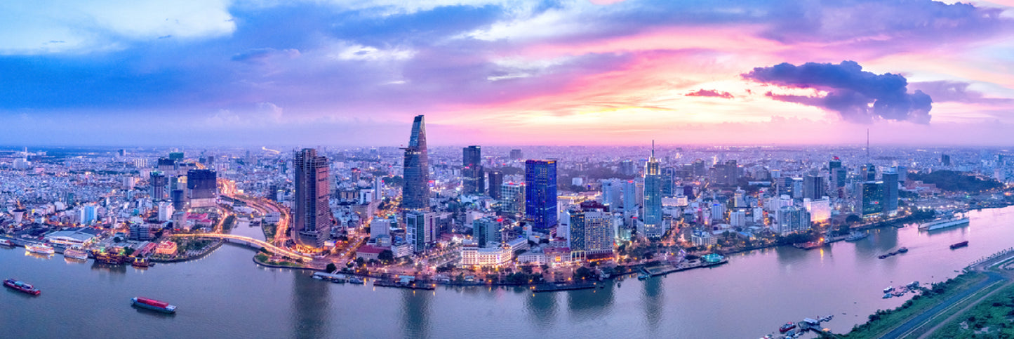 Panoramic Canvas Ho Chi Minh City View Vietnam High Quality 100% Australian Made Wall Canvas Print Ready to Hang