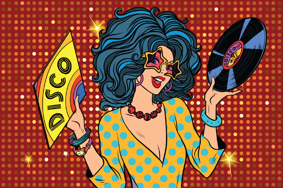Disco Lady With Cd Illustration Print 100% Australian Made