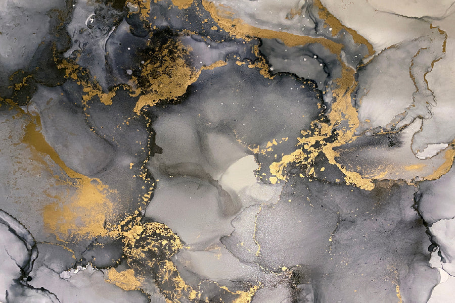Black Grey & Gold Splash Abstract Design Print 100% Australian Made