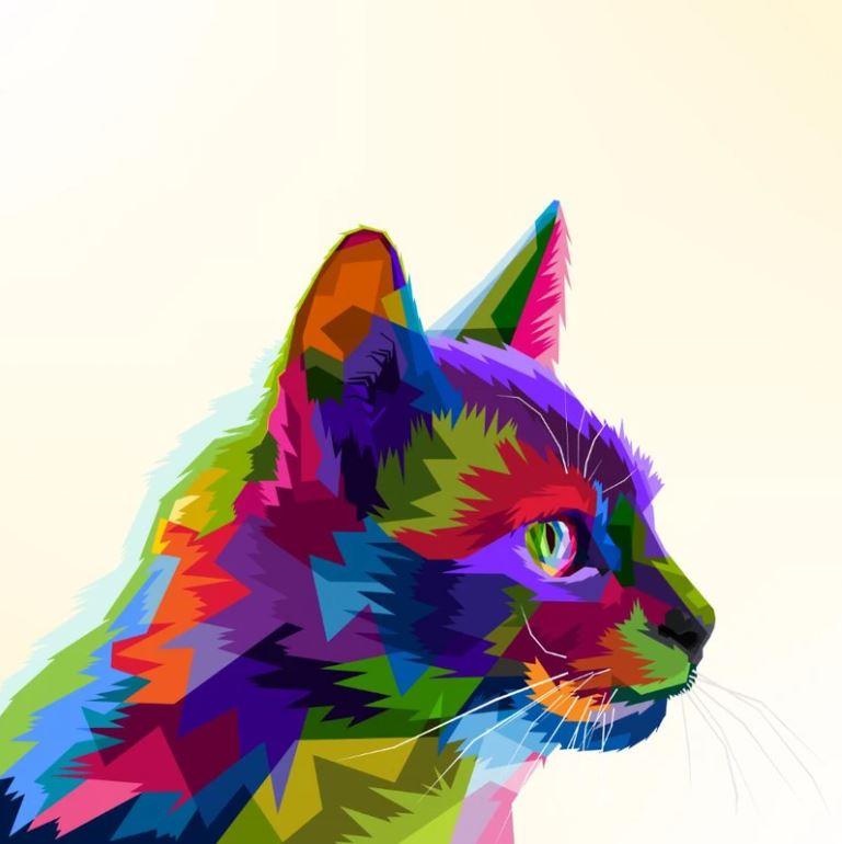 Cat Portrait Abstract Design Home Decor Premium Quality Poster Print Choose Your Sizes