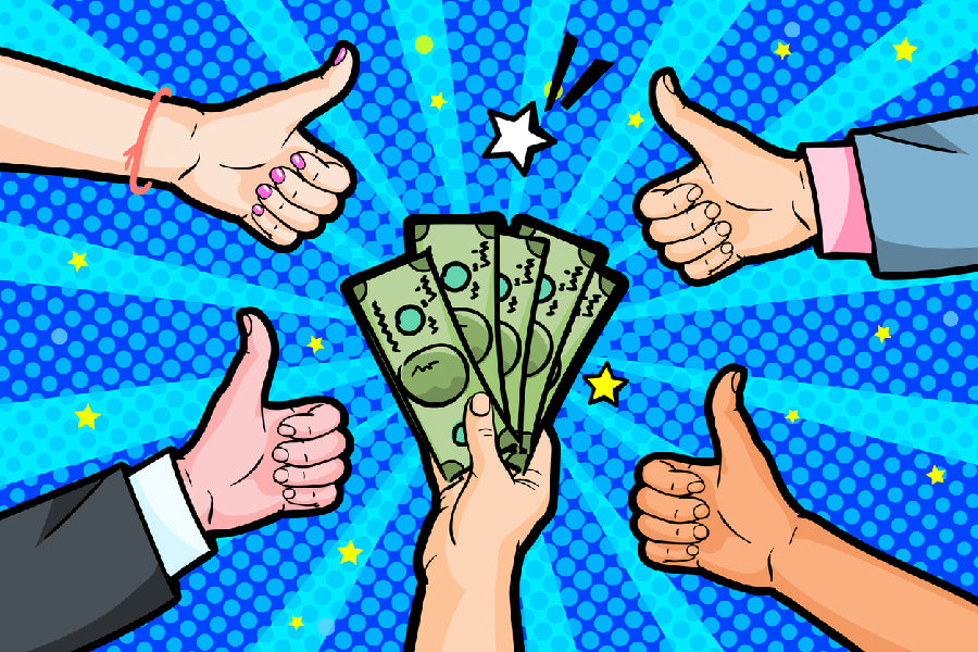 Ok Sign Hands & Money Illustration Print 100% Australian Made