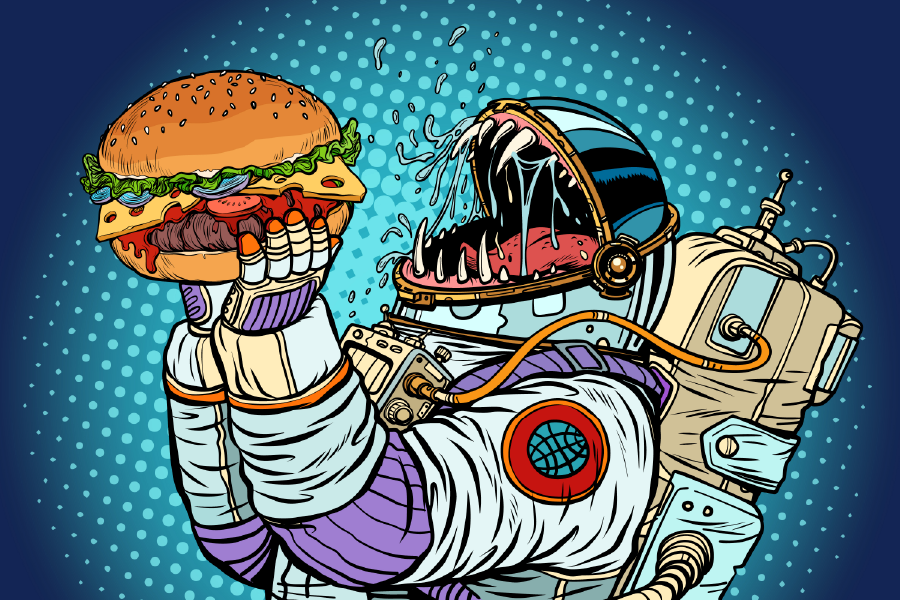Monster Eating a Burger Vector Art Print 100% Australian Made