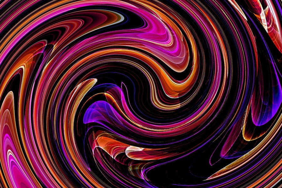 Pink Orange & Blue Curves Digital Abstract Design Print 100% Australian Made