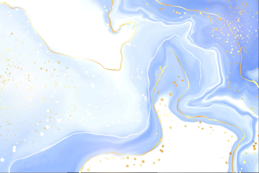 White Blue & Gold Splash Abstract Design Print 100% Australian Made