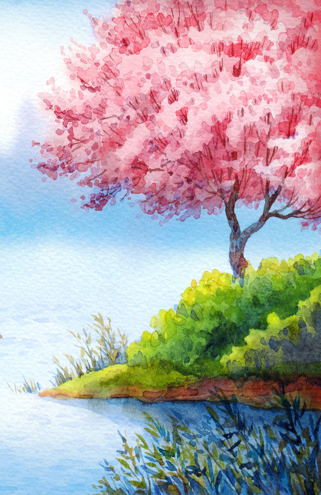 Blossom Tree Near River Painting Home Decor Premium Quality Poster Print Choose Your Sizes