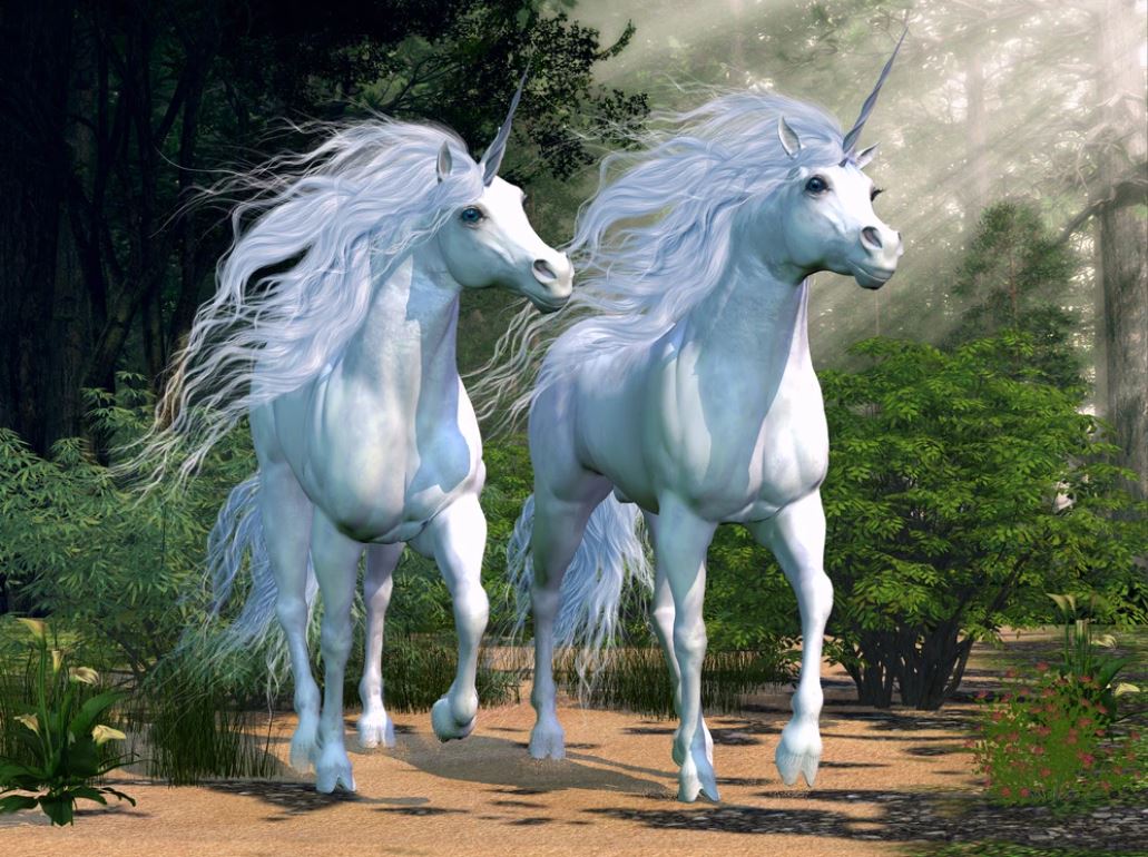 Running Unicorns in Forest Oil Painting Home Decor Premium Quality Poster Print Choose Your Sizes