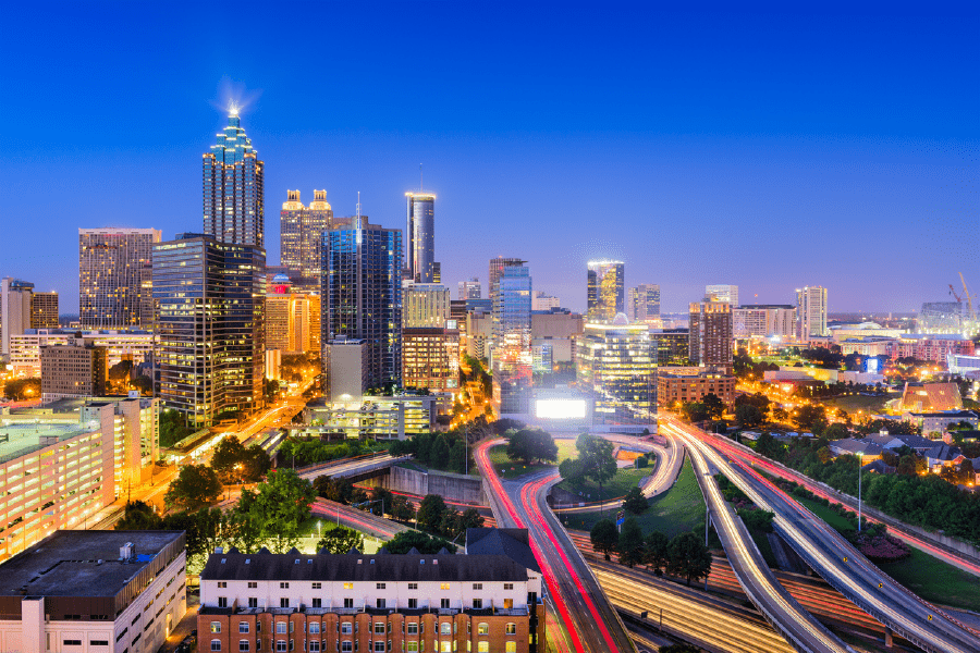 Atlanta, Georgia, USA Downtown City Skyline Night Photograph Print 100% Australian Made