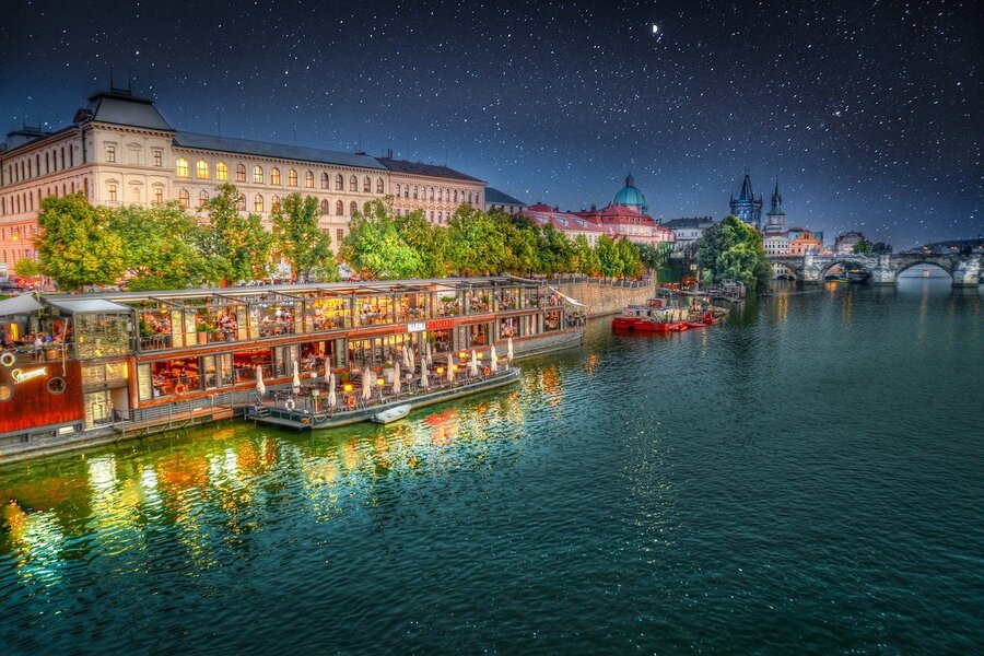 Prague Marina Ristorante Night View Photograph Print 100% Australian Made