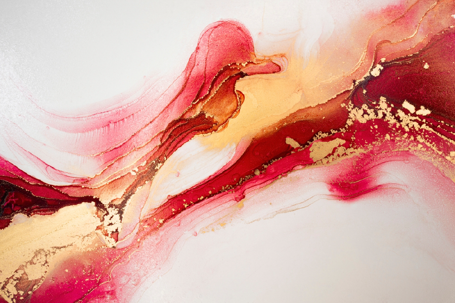 Red Pink Yellow & Gold Abstract Design Print 100% Australian Made