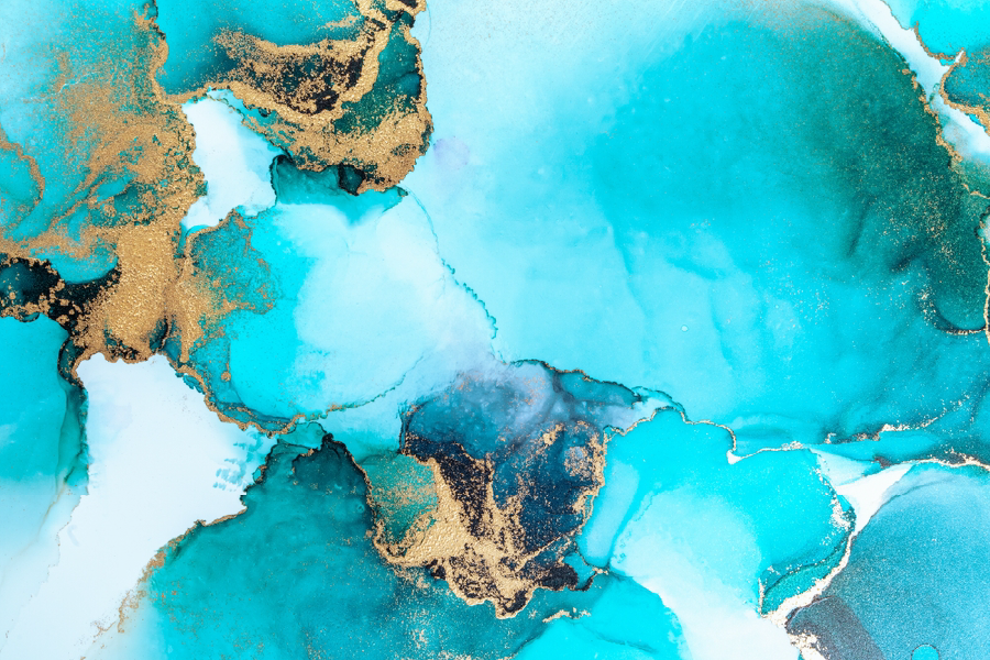 Blue White & Gold Abstract Print 100% Australian Made