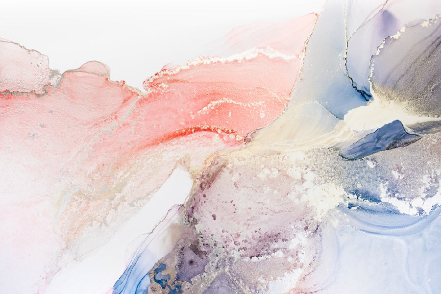 Pink Blue & Gold Abstract Fluid Design Print 100% Australian Made