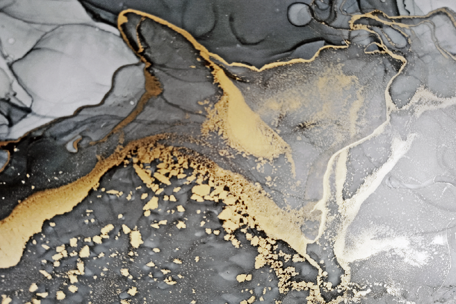 Gray White & Gold Abstract Design Print 100% Australian Made