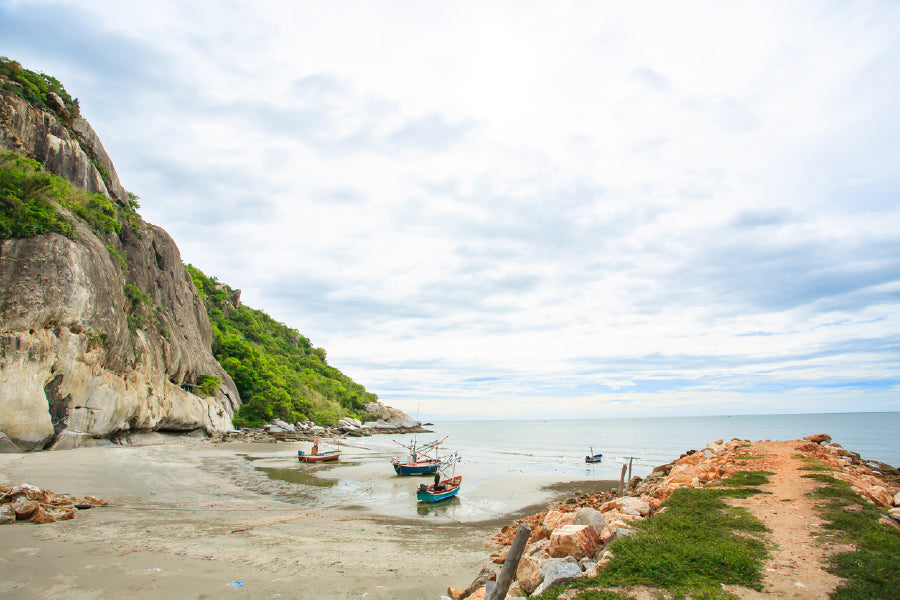 Boats on Southern Beach Photograph Thailand Print 100% Australian Made