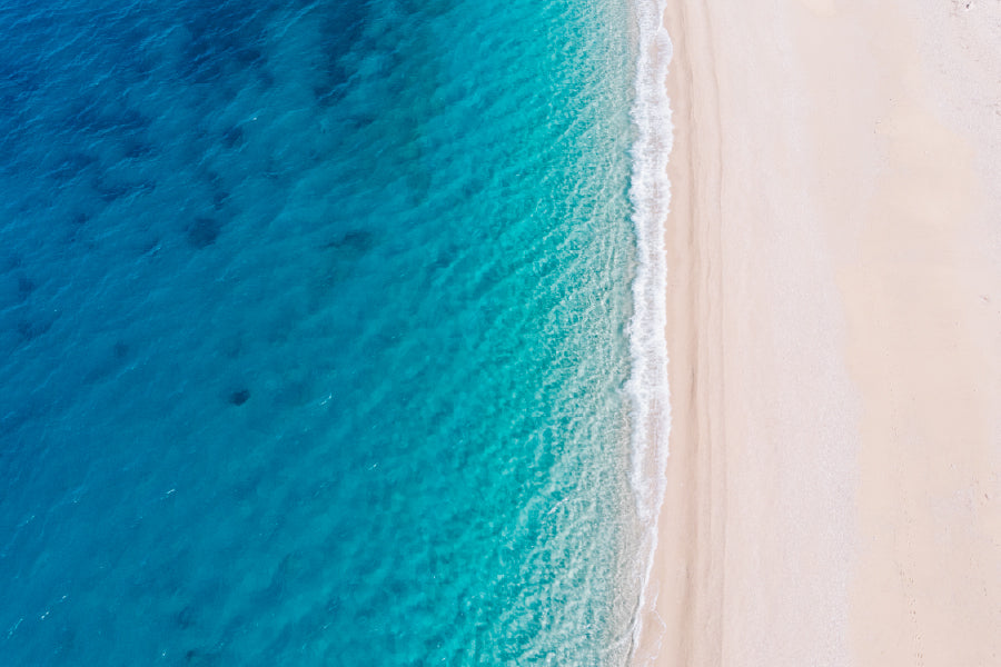 White Sandy Beach Aerial Photograph Greece Print 100% Australian Made