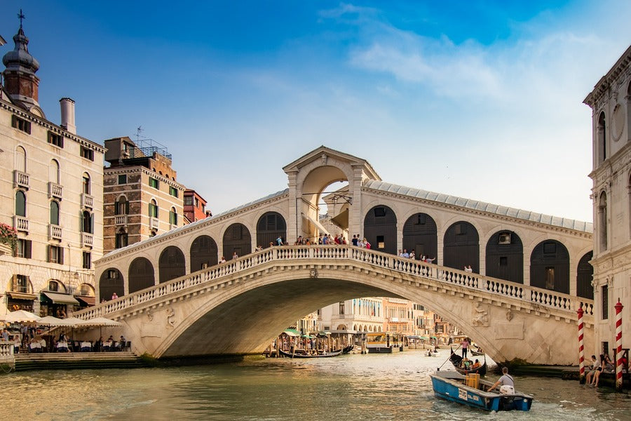 Rialto Bridge Venice & Blue Sky, Italy Photograph Print 100% Australian Made