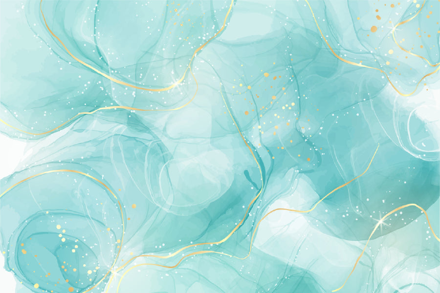 White Green & Gold Abstract Fluid Design Print 100% Australian Made