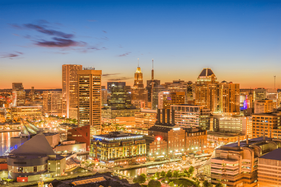 Baltimore City Night View Photograph, Maryland, USA Print 100% Australian Made