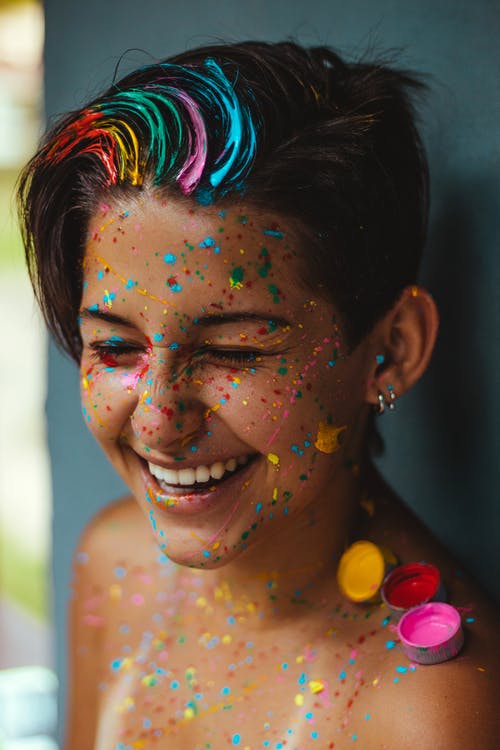 Smiling Girl with Color Dust Photograph Print 100% Australian Made