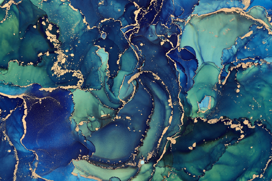 Blue Green & Gold Abstract Design Home Decor Premium Quality Poster Print Choose Your Sizes