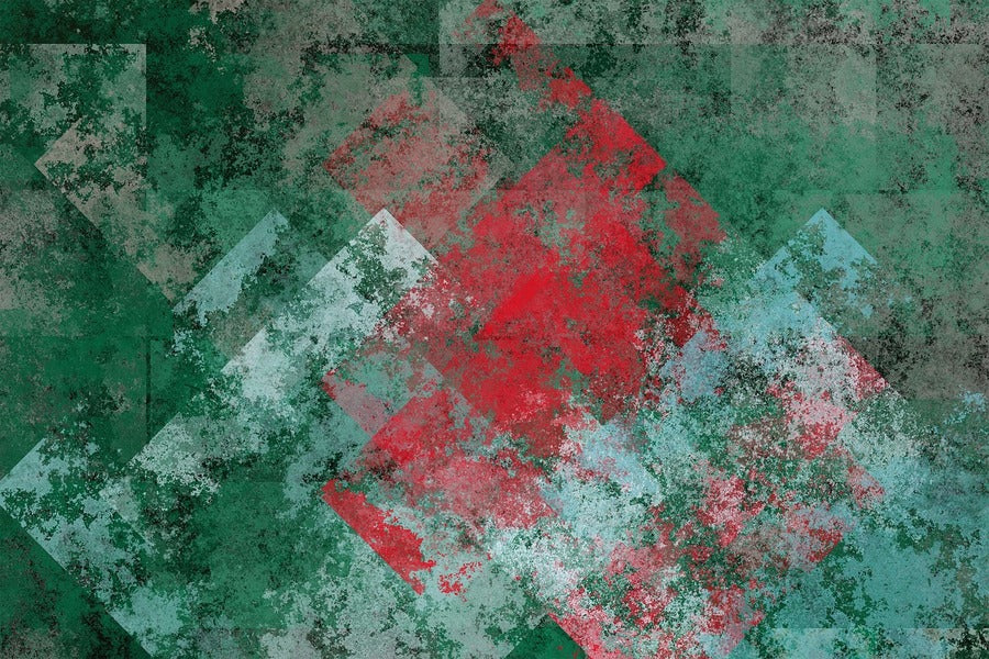 Green & Red Shades Abstract Design Print 100% Australian Made